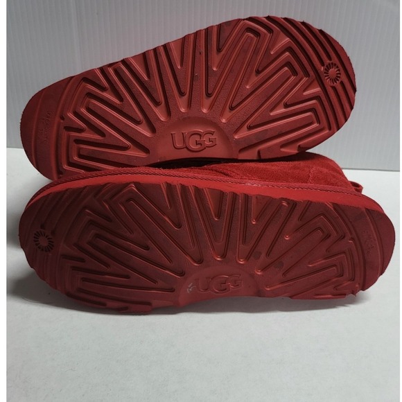UGG Suede Chukka Boots Red Lace Up Ankle Boots Kids Size 4 - Picture 7 of 8